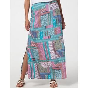 TOLANI Boho Multicolor Patchwork Print Maxi Skirt SIze Small Petite